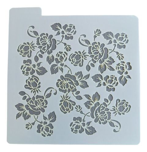 Stencil Floral Rosas Repostería Porcelana