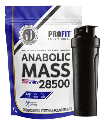Hipercalórico Anabolic Mass 28500 3kg + Coq - Profit Labs