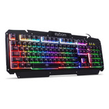 Teclado Gamer Rgb Usb Semi-mecânico Acabamento Metal