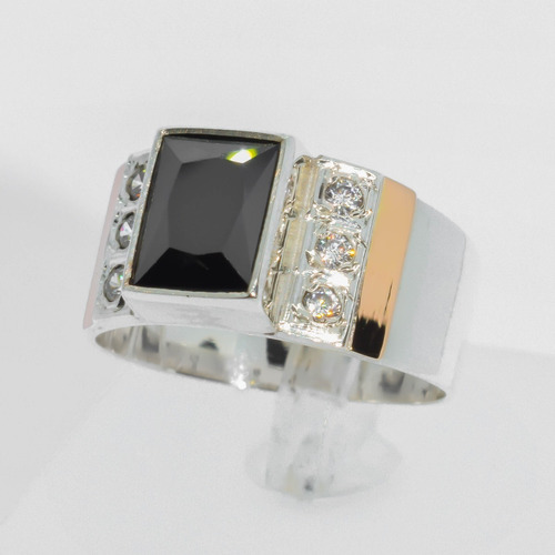 Anillo Cuadro Paris Plata Fina 950 Black - Hecho En Chile