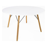 Mesa Eiffel De Jantar Redonda Preta 120cm Mdf Pés De Madeira