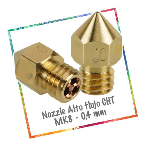 Nozzle Mk8 Alto Flujo Clon Cht 0,4mm 1,75mm Creality Ender 