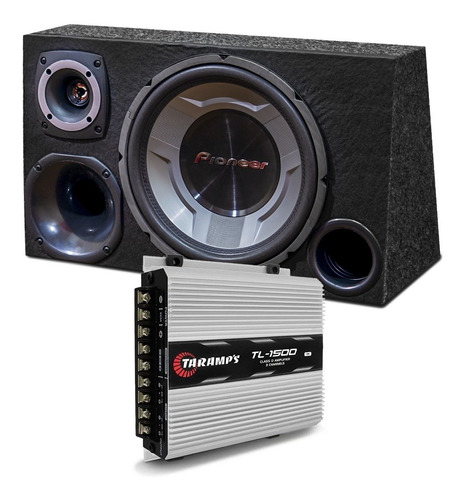 Caixa Som Trio Pioneer 12 Completa + Modulo Taramps Tl 1500