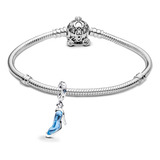 Pulsera Broche Carroza Cenicienta Charm Zapatilla Plata S925