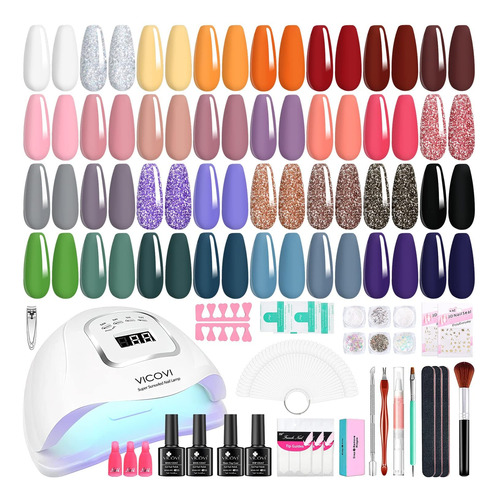 Vicovi Kit De Esmalte De Unas De Gel De 32 Colores Con Luz L