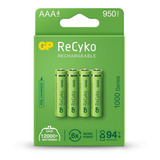 04 Pilhas Aaa Recarregável 950 Mah Gp Recycko - 01 Cartela