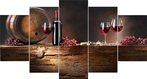 Quadro Decorativo Sala Cozinha Gourmet Vinho Wine Kit 5 Peç