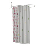 Cortina De Baño Impermeable Lavable 12 Ganchos Rosa 180x180