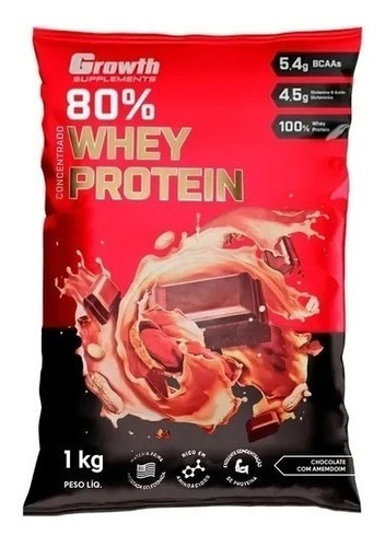 Suplemento Em Pó Growth Supplements  Whey Protein Concentrado Proteína Whey Protein Concentrado Sabor  Chocolate E Amendoim Em Sachê De 1kg