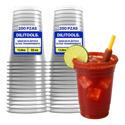 200 Vasos Desechables 32 Oz, 1 Litro  119*151 Mm | Meses sin interés
