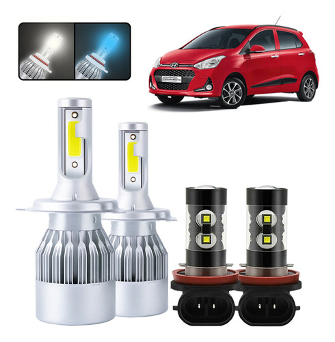 Kit De Focos Led H4 H11 Para Hyundai Grand I10 2017-2019