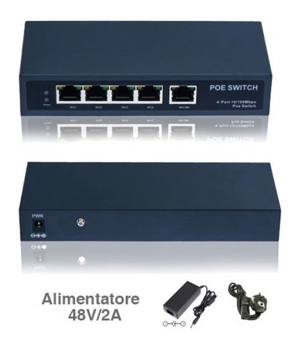 Poe Switch Ethernet  Rj45 4 Puertos Sistema Camara Vigilanci