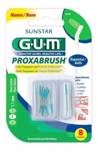 Repuesto Gum Proxabrush 414 Cepillo Interdental Fino Conico