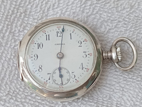Reloj Omega De Cuerda Caja De Plata Carátula De Porcelana 