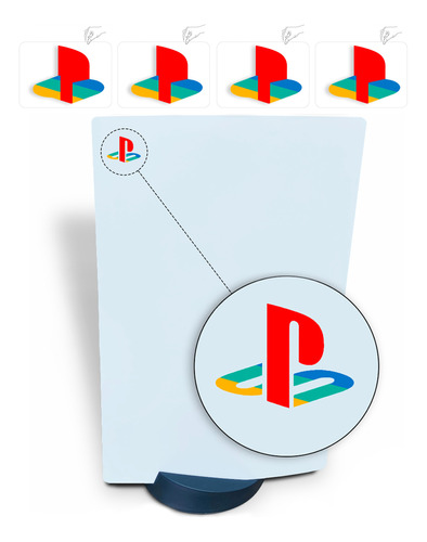 Adesivo Logo Retrô Playstation. Console Ps5. C/4 Unidades.