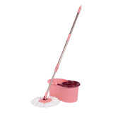 Balde Rosa Spin Mop Giratório Esfregão Limpador Multiuso