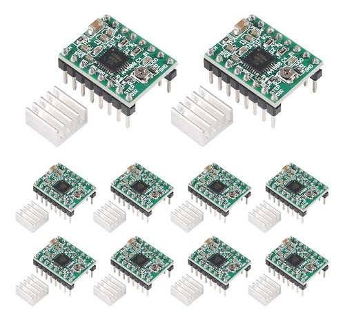 10 Modulos De Controlador De Motor Paso A Paso A4988 + Disip