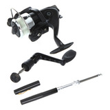 Mini Caneta De Bolso De Alumínio Fishing Rod Pole + Reel