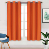 2 Panels 100 Blackout Curtain Set Solid Color With Rod ...