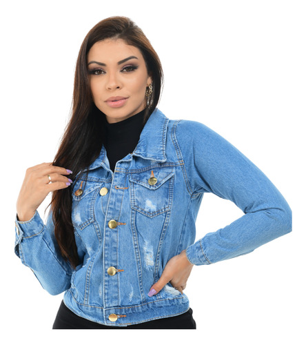 Jaqueta Jeans Feminina Lançamento Linda Outono Inverno 2019