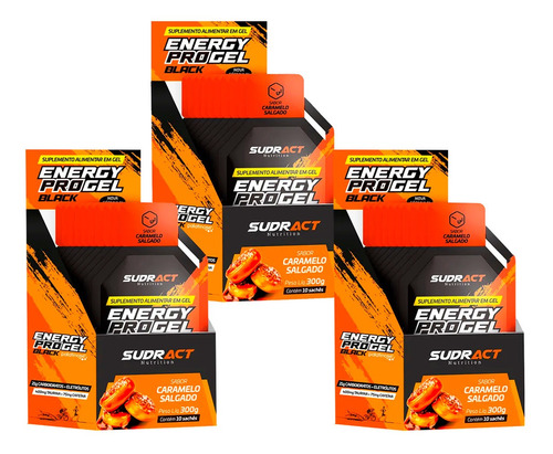 3x Energy Gel Black 30 Sachês Total Sudract - Igual Carb Up