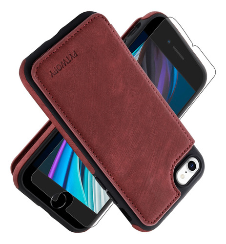 Pytwopy Funda Cartera Case Leather Para iPhone