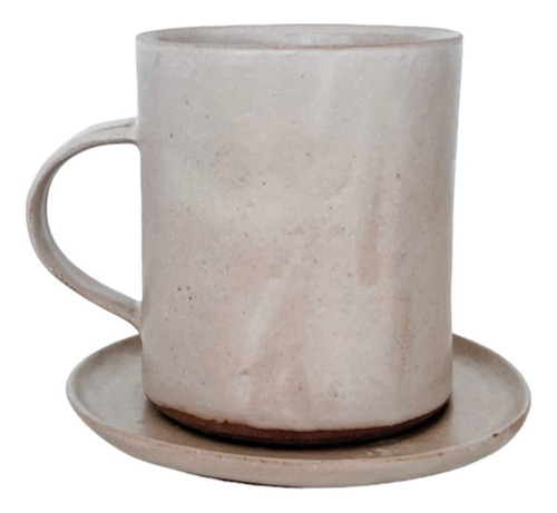 Set Mug / Taza Ceramica Con Asa + Plato Handmade | Mik Grey