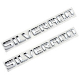2 Emblemas Silverado  Puertas Batea  Cromado Negro 32.5 Cm