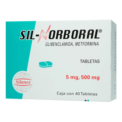 Sil-norboral Tabletas 5 Mg\u002F500 Mg, 40 Tabletas | Meses sin interés