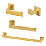 Kit Acessórios Banheiro Inox304 Lavabo Conjunto Dourado Gold