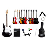 Pack Guitarra Stratocaster Y Amplificador Creep Completo Bk