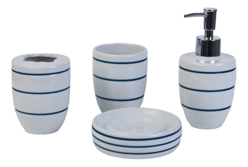 Set Baños Ceramica 4 Piezas Dispenser Porta Cepillo Rojo