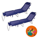 Kit 2 Cadeira Espreguiçadeira Alumínio Piscina Praia - Mor