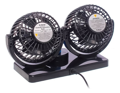 Ventilador Duplo Portátil Automotivo 12v Uber Caminhão Carro