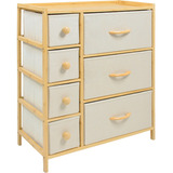 Comoda Cajonera Mueble Bambu Organizador Hogar 7 Cajones Color Blanco