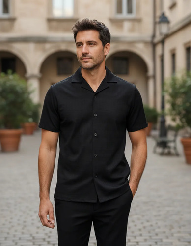Camisa Manga Corta Y Pantalón Conjunto Moda Grecas Hombre | Meses sin interés