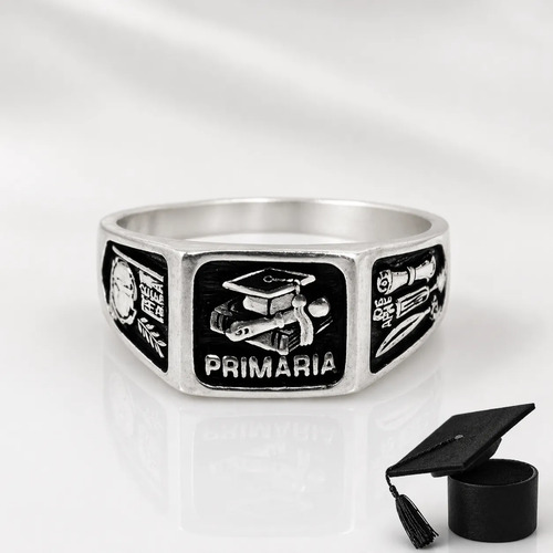 Anillo De Graduación Kínder Y Primaria Plata 925