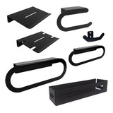 Set De Accesorios De Baño Acero Inoxidable Negro X 7 Piezas*