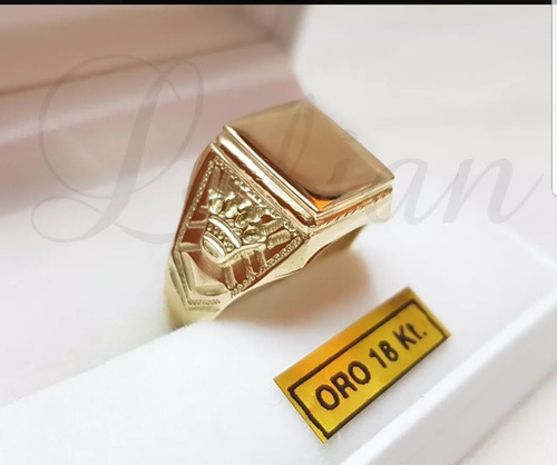 Anillo Sello Coronas Oro 18k Hombre Encamisado