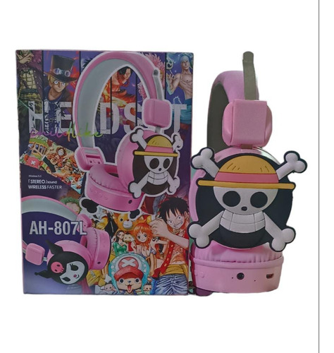 Audifonos Diadema One Piece Para Niños Y Adultos Negro/rosa