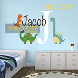 Vinil Decorativo Infantil Dinosaurios Con Inicial Y Nombre D