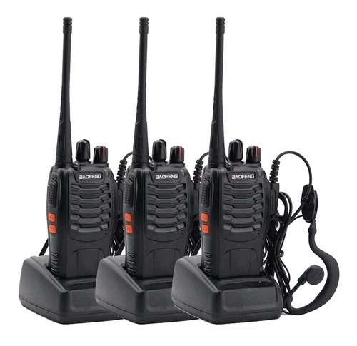 Kit X 3 Handy Baofeng Radio Walkie Talkie Bf888s 16ch Uhf + Auricular Manos Libres