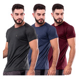 Kit 3 Camiseta Esportiva Dry Fit Masculina Basica Academia 