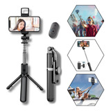 Bastão Pau De Selfie E Tripé Bluetooth Mesa C/ Led 3 Em 1
