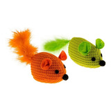 Juguete Ratones Con Plumas Poliester Gatos Persa Siames !!