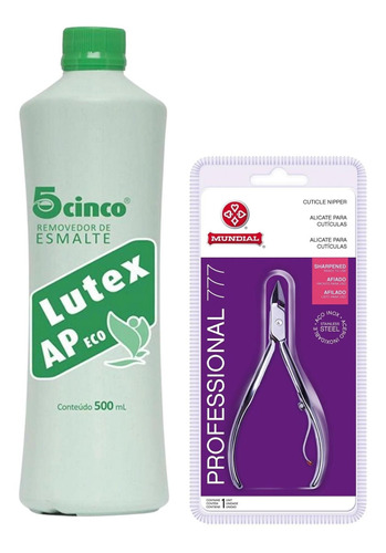 Kit Removedor Esmaltes Lutex 500ml + Alicate 777 Mundial