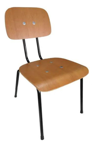Cadeira Assento De Madeira Fixa Biblioteca Design Compacto