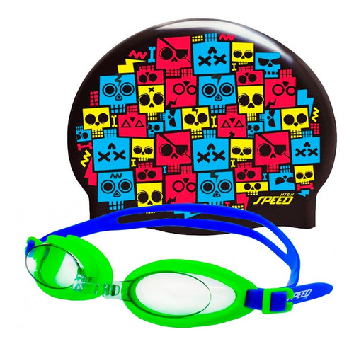 Kit Natacion Antiparra Speed Fun Gorro Silicona Jr Niños