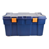 Baúl Caja Organizadora Plástico 130 Lts Tapa Bisagra Color Azul Petróleo Toybox