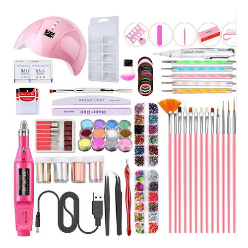 Manicura Kit Uñas Uv L-ed Lámpara De Taladro De Uñas Máquina